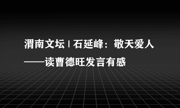 渭南文坛 | 石延峰：敬天爱人——读曹德旺发言有感