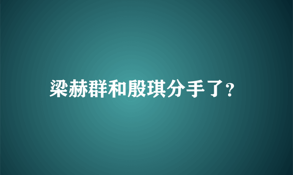 梁赫群和殷琪分手了？