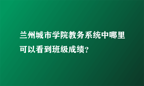 兰州城市学院教务系统中哪里可以看到班级成绩？