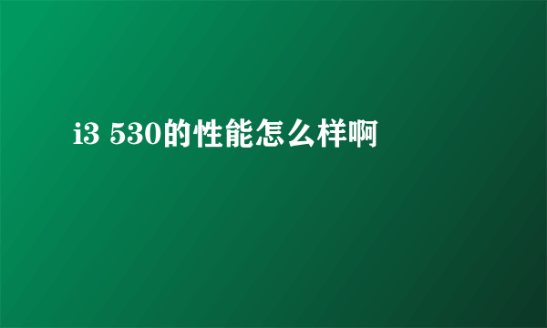 i3 530的性能怎么样啊