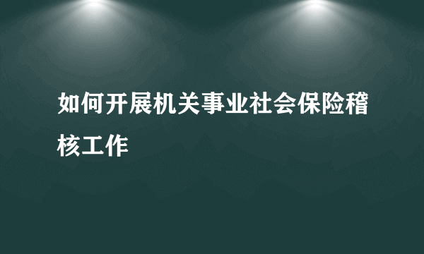 如何开展机关事业社会保险稽核工作