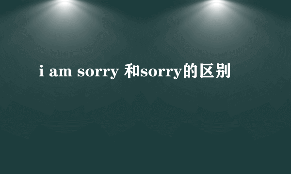 i am sorry 和sorry的区别