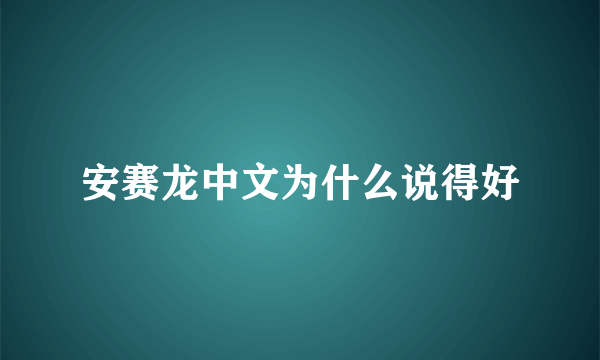 安赛龙中文为什么说得好