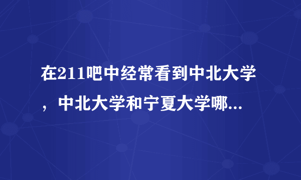 在211吧中经常看到中北大学，中北大学和宁夏大学哪个科研能力强