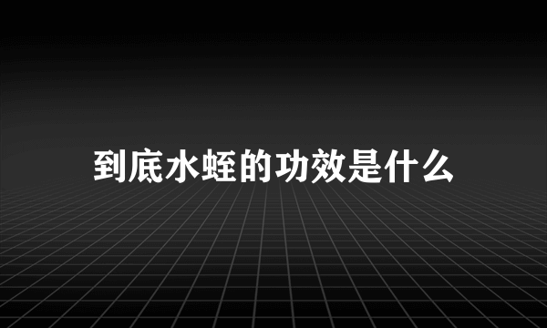 到底水蛭的功效是什么