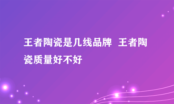 王者陶瓷是几线品牌  王者陶瓷质量好不好