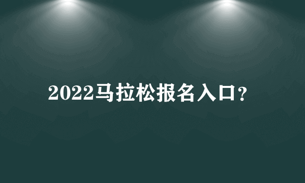 2022马拉松报名入口？