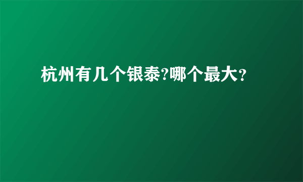 杭州有几个银泰?哪个最大？