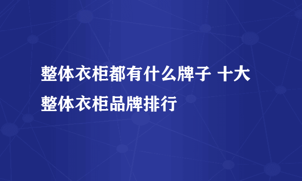 整体衣柜都有什么牌子 十大整体衣柜品牌排行