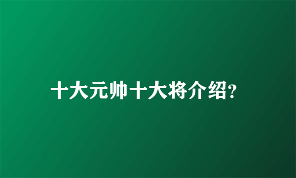 十大元帅十大将介绍？