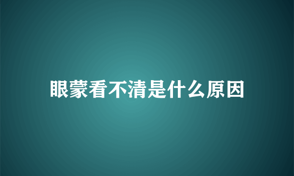 眼蒙看不清是什么原因