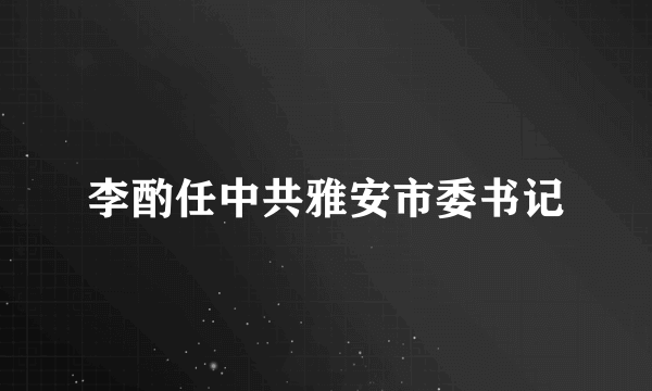 李酌任中共雅安市委书记