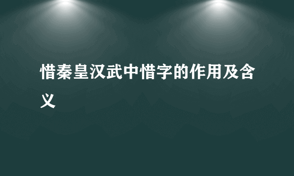 惜秦皇汉武中惜字的作用及含义