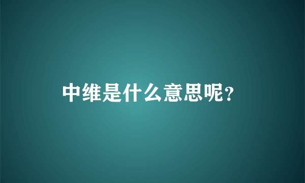 中维是什么意思呢？