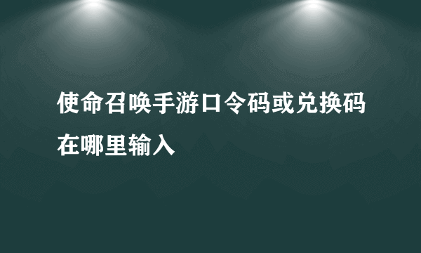 使命召唤手游口令码或兑换码在哪里输入