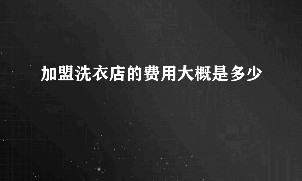 加盟洗衣店的费用大概是多少