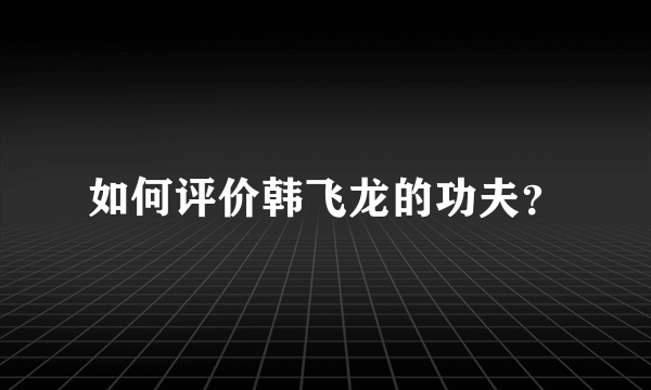 如何评价韩飞龙的功夫？