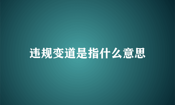 违规变道是指什么意思