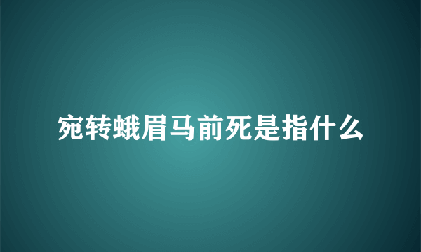 宛转蛾眉马前死是指什么