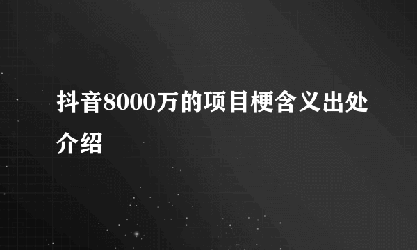 抖音8000万的项目梗含义出处介绍