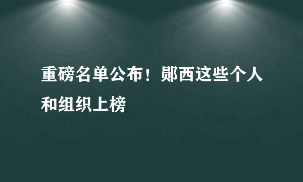 重磅名单公布！郧西这些个人和组织上榜