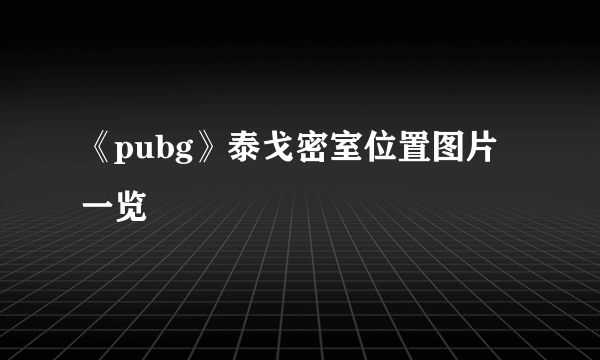 《pubg》泰戈密室位置图片一览