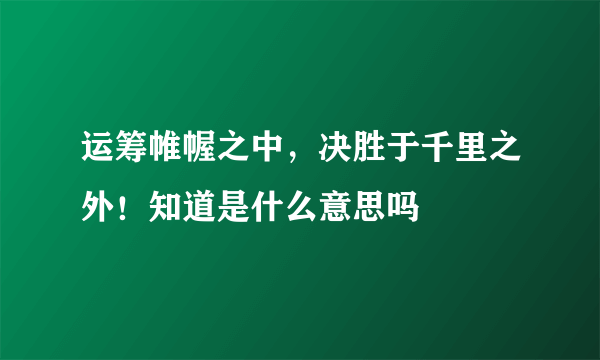 运筹帷幄之中，决胜于千里之外！知道是什么意思吗