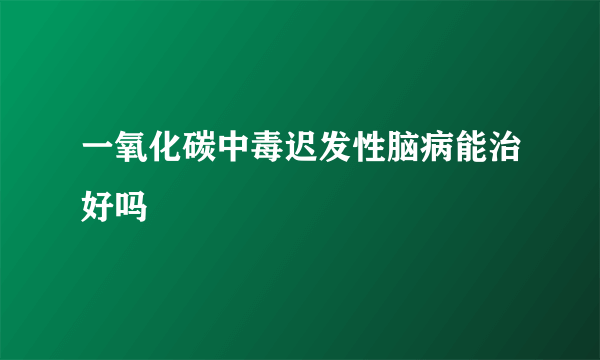 一氧化碳中毒迟发性脑病能治好吗