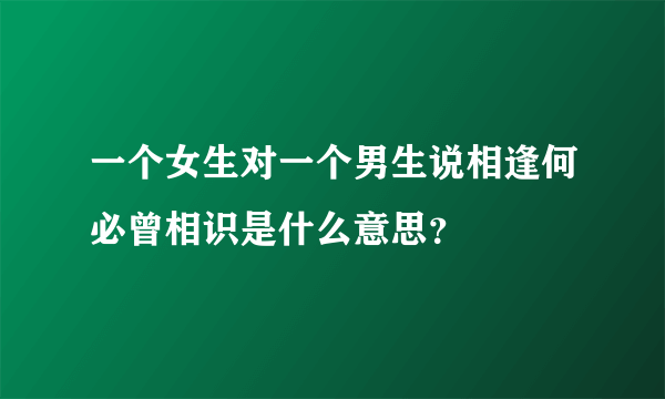 一个女生对一个男生说相逢何必曾相识是什么意思？