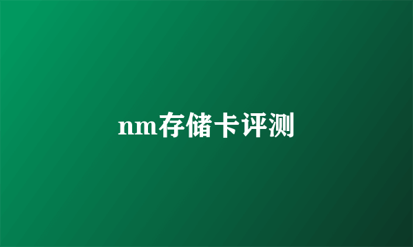 nm存储卡评测