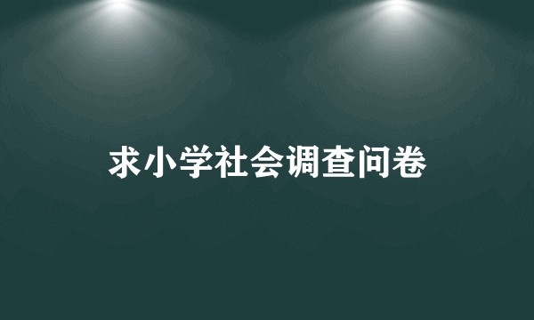 求小学社会调查问卷