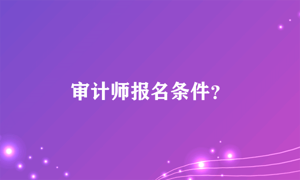 审计师报名条件？