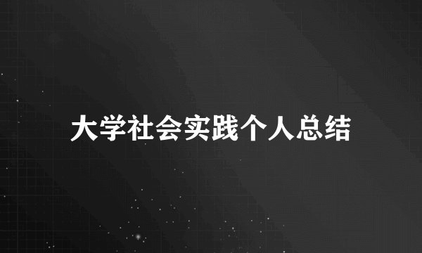 大学社会实践个人总结