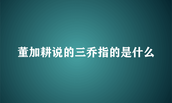 董加耕说的三乔指的是什么