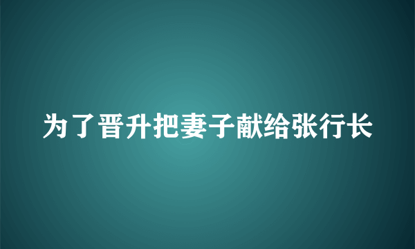 为了晋升把妻子献给张行长