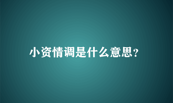 小资情调是什么意思？