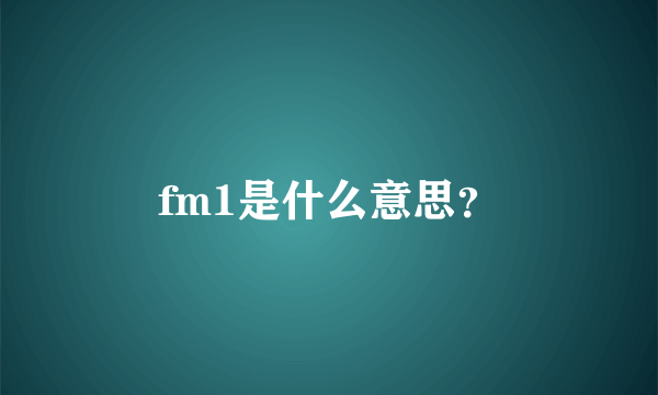 fm1是什么意思？