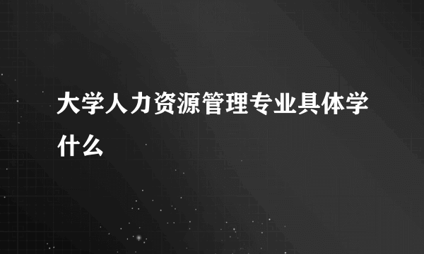 大学人力资源管理专业具体学什么