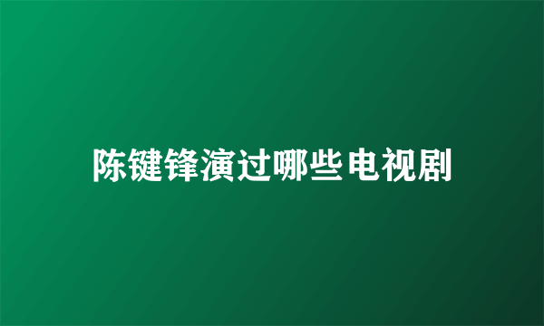 陈键锋演过哪些电视剧