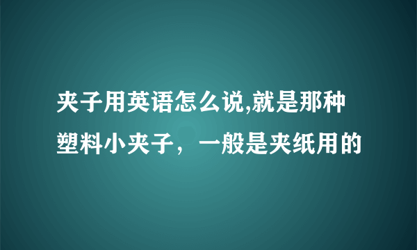 夹子用英语怎么说,就是那种塑料小夹子，一般是夹纸用的