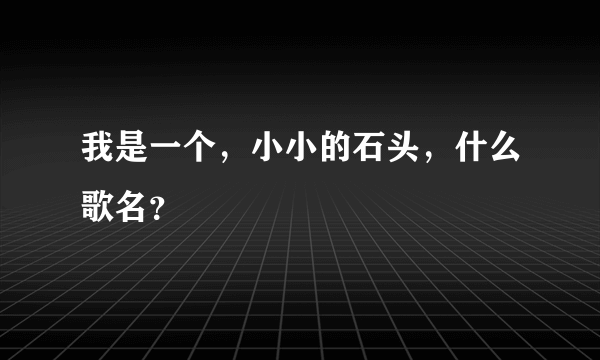 我是一个，小小的石头，什么歌名？