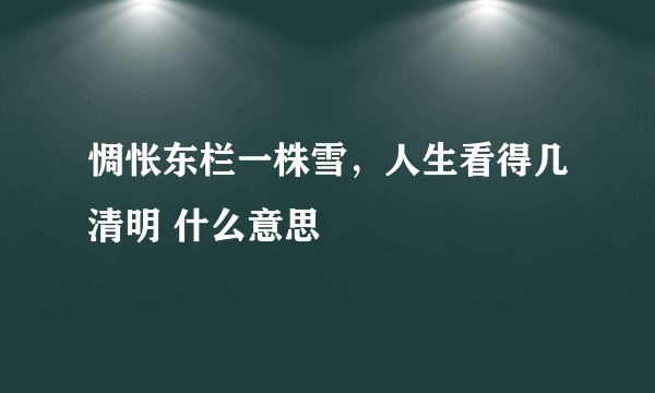 惆怅东栏一株雪，人生看得几清明 什么意思