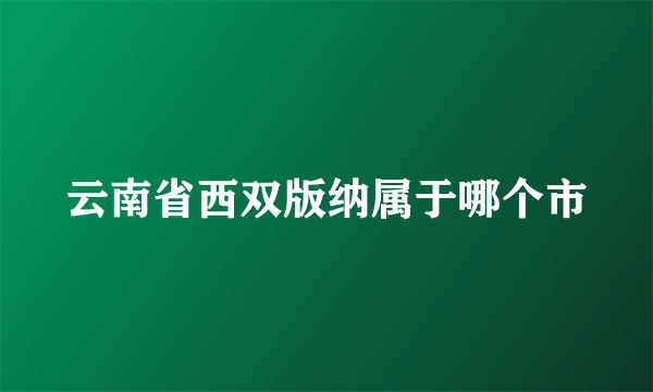 云南省西双版纳属于哪个市