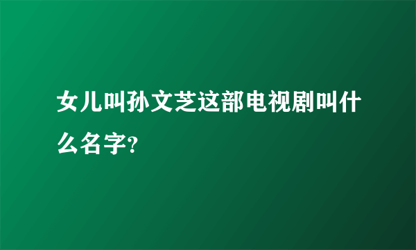 女儿叫孙文芝这部电视剧叫什么名字？