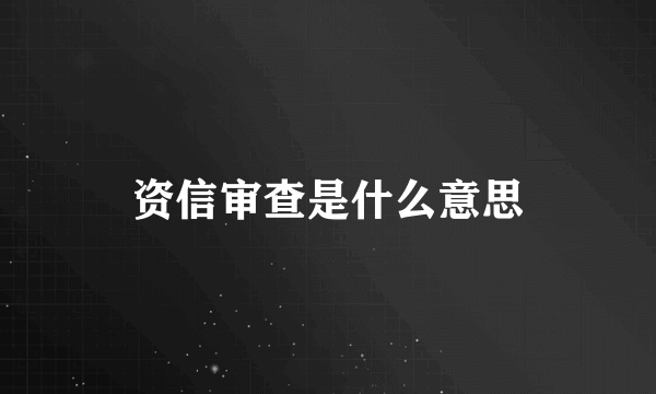 资信审查是什么意思