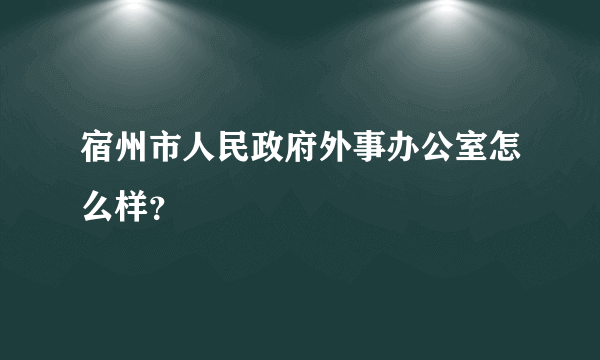 宿州市人民政府外事办公室怎么样？