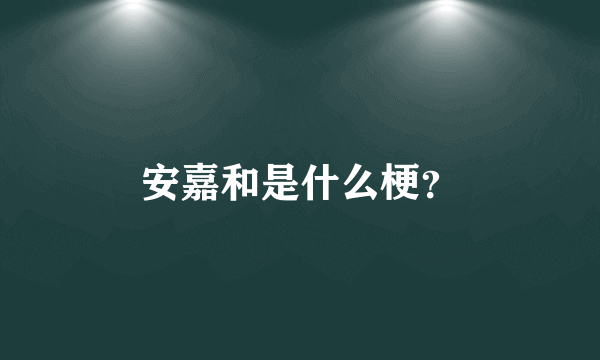 安嘉和是什么梗？