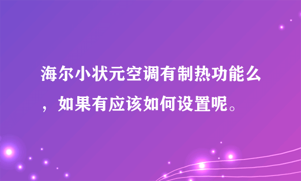 海尔小状元空调有制热功能么，如果有应该如何设置呢。