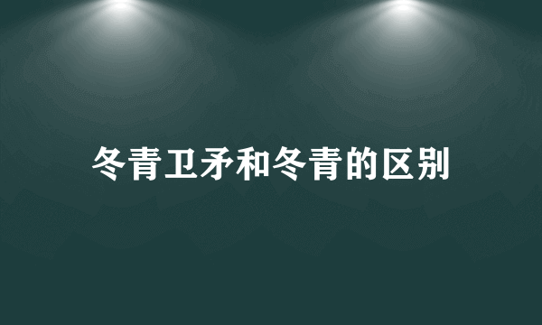 冬青卫矛和冬青的区别