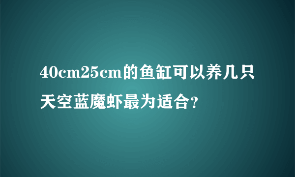 40cm25cm的鱼缸可以养几只天空蓝魔虾最为适合？